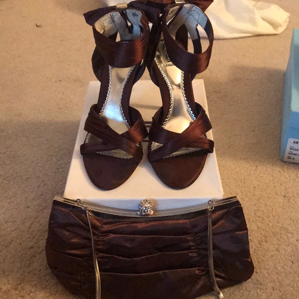 Dark Brown Satin Heels